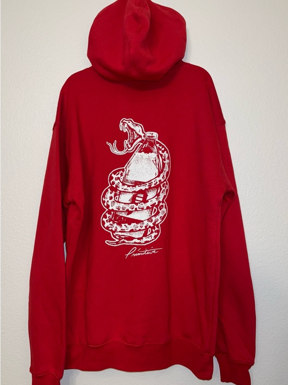 NWT Primitive Red Hoodie Snake Graphic Bottle Print Unisex M Streetwear